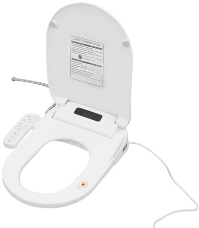 TouSuaRSi Smart Toilet Seat,220V Electric Heated Toilet Seat,4 Levels Adjustable Temperature Bidet Seat with Warm Water,Dryer, LED Night Light for Homes, Hotels