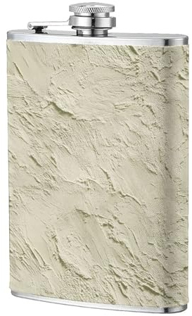 Flasque de poche en acier inoxydable pour papa, garçon d'honneur, mariage, voyage, camping - 236,8 g - Texture lisse - Beige pâle - Texture plâtre