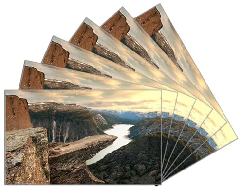 Wallario 6er Set Frühstücksbrettchen aus Glas, Glasunterlage, Glasbrettchen Felsvorsprung über Fjord, Größe 14 x 23 cm, Sicherheitsglas