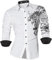 Sportrendy Men Casual Slim Dragon Tattoo Long Sleeve Button Down Dress Shirt JZS041 White L