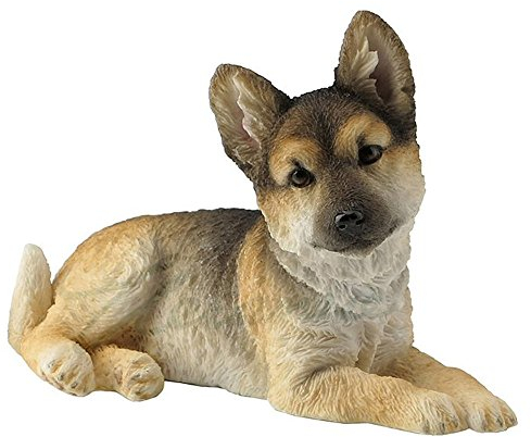 Veronese Design Tierskulptur Deutscher Schäferhund, sitzend, geneigter Kopf, Kunstharz, 11,4 cm