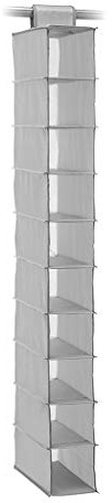 Addis Home Wardrobe Hanging Storage Organisation 10 Shelf compartment Shoe Clothes Accessories Shelving Unit, Grey
