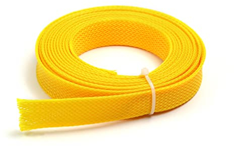 Othmro 1Pcs 3mx18mm Giallo PET Cavo Avvolgere Intrecciato Manicotto Estensibile Cavo Ad Alta Temperatura Filo Elettrico Manicotto