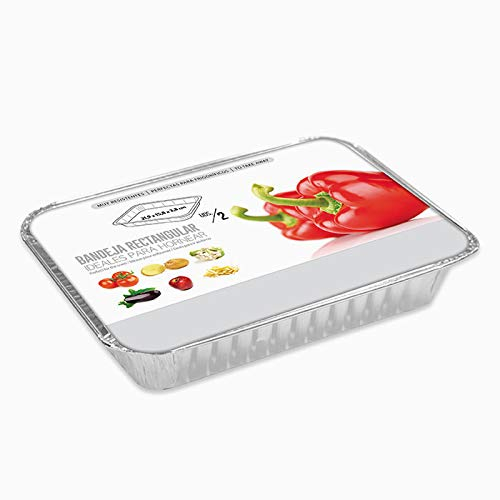 Horeca Collection Bandeja o Molde de Aluminio con Tapa Rectangular Ideal para Tartas, bizcochos o Pasteles y Comidas para Llevar - tamaño 21,9x15,8x3,8cm - 96 Unidades