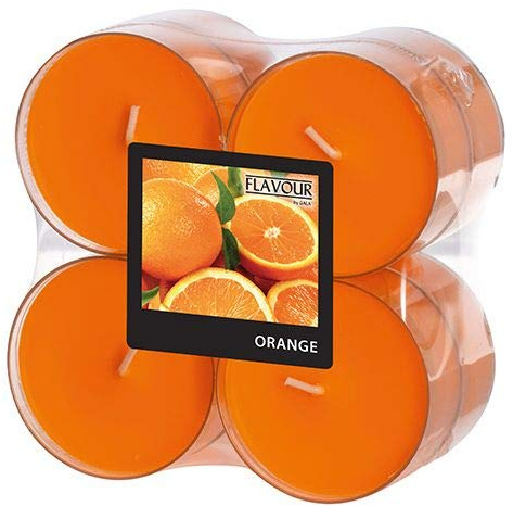 Gala Flavour by GALA Maxi Duftlichte Ø 59 mm, 24 mm orange - Orange in Polycarbonathülle 96993 Duftkerzen Riesen-Teelichte, 48 Stück