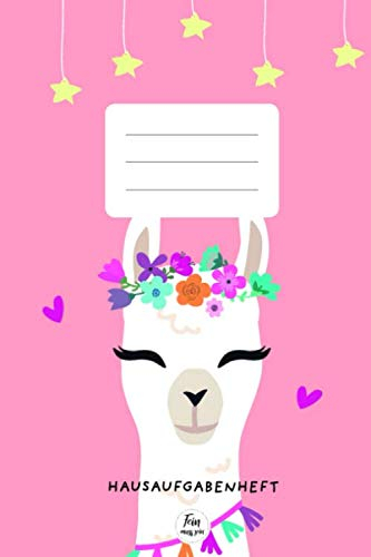 Hausaufgabenheft: Lama Hausaufgabenheft für Schule Grundschule - Hausaufgabenheft Mädchen mit Wochenübersicht, 2 Stundenplänen und Notenübersicht / DIN A5