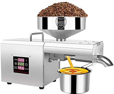 hzexun Automatische Ölpresse für Speiseöl,Leinsamen, Hanfsamen, Erdnusssamen, Rizinussamen, Perilla-Samen, Rapsamen, Sesamsamen