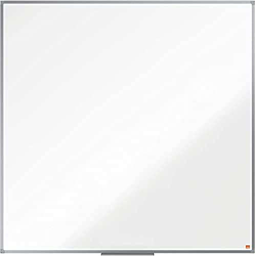 Nobo magnetisches Whiteboard aus Stahl, 120 x 120 cm, Aluminiumrahmen, Traditionelle Eckmontage, Inkl. Stiftablage, Weiß, Essence-Serie, 1915449