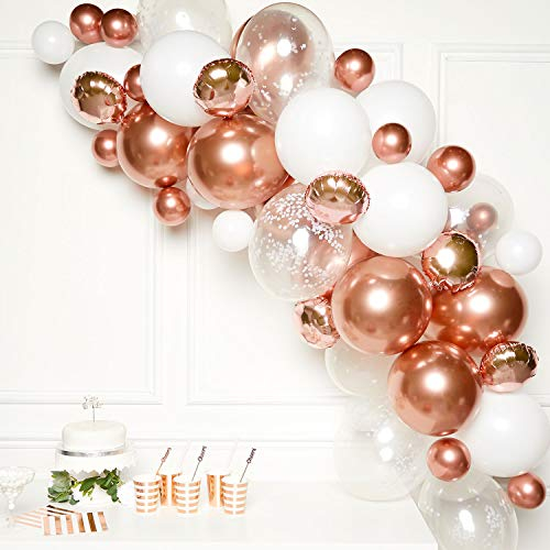 Amscan 9907431 - DIY Ballon-Girlande Rosegold, 66 Luftballons aus Latex und Folie, altrosa, rosa, transparent, für Geburtstag, Geburt, Silvester, Hochzeit, Dekoration