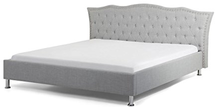 Supply24 since 2004 Designer Barock Bett Unicorn Einhorn Stoffbezug Grau mit Lattenrahmen Lattenrost Polsterbett traumhaftes Luxus Stoffbett Jugendbett Doppelbett (180x200 cm mit Bettkasten)