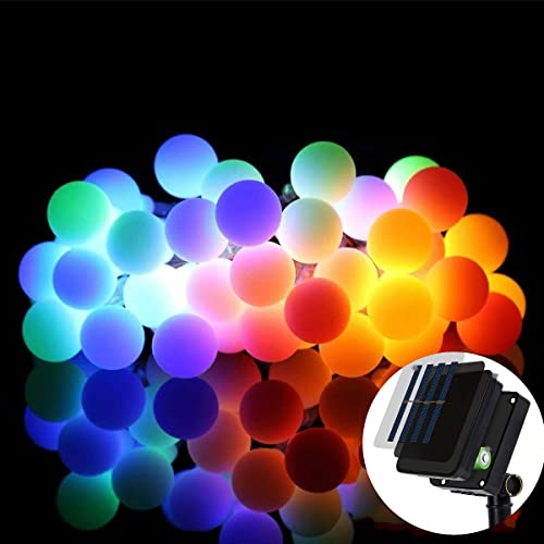 Oreunik Solar Lichterkette Aussen, Lichterkette Wasserdichte 8 Modi Lichterkette Außen/Innen,Dekorativ für Garten, Rasen, Terrasse, Sommerfest, Party, Feiertag (66LED Bunt)