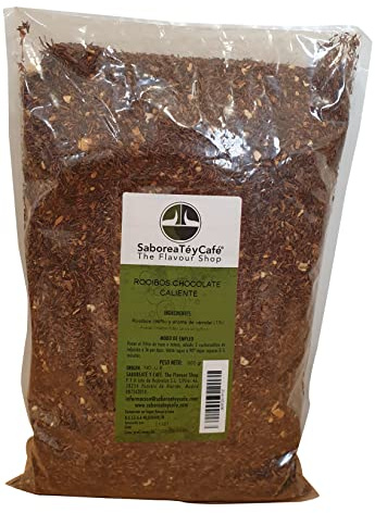 SABOREATE Y CAFE THE FLAVOUR SHOP Té Rooibos Chocolate Caliente En Hoja Hebra A Granel Infusión Natural Adelgazante 500 gr