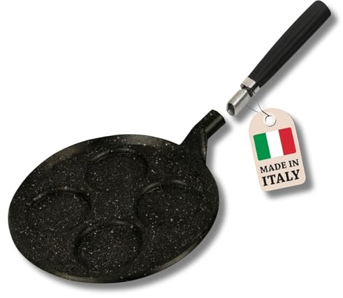 pentolpress Granit Pfannkuchen Pfanne (24 cm Durchmesser) – Für Induktion – super kratzfeste Pancake Pfanne – Antihaft Pfankuchenpfanne Made in Italy mit abnehmbarem Griff