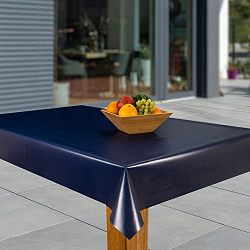 laro Wachstuch-Tischdecke Abwaschbar Garten-Tischdecke Wachstischdecke PVC Plastik-Tischdecken Eckig Meterware Wasserabweisend Abwischbar, Muster:Uni - Blauschwarz, Größe:80x80