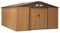 Outsunny Caseta de Jardín Exterior 12,4 m² 340x386x200 cm Cobertizo de Jardín Exterior con Puerta Corredera Techo Inclinado Base Refuerzo (Suelo NO Incluido) y 4 Ventanas Ocre Oscuro