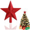 HONGECB Weihnachtsbaumspitze Stern, Kunststoff Christbaumspitze, Weihnachtsbaum-Spitze aus Kunststoff, Christbaumspitze Stern, Stern-Baum-Deckel für Weihnachtsbaum-Dekoration, 20cm, Rot