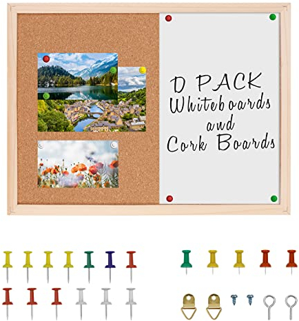 Tableau en Liège Mural, 40 x 30 cm Panneau Liege Décoratif pour Mémo Photo avec 10 Punaises,Tableau D'affichage avec Cadre pour Bureau Salle de Classe ou Maison
