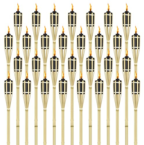 YRHome 36 fiaccole da giardino in bambù per esterni, torcia da giardino, fiaccola, fiaccole a olio, altezza 90 cm, con stoppino, olio per lampada, ricaricabile, decorazione da giardino