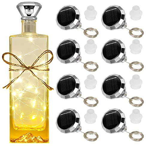 Diealles Shine Luces para Botellas, 8 Piezas 2M 20LEDs Luces para Botellas de Cristal, Solares Luces Botella para DIY