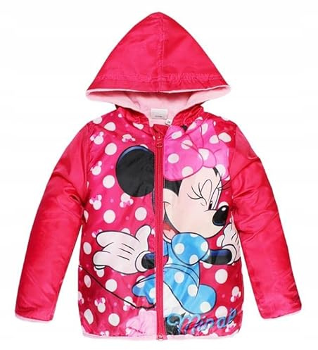 Disney Fille Coupe Vent Minnie Mouse Manteau Blouson Veste à capuche Mi-saison pour Printemps Automne Rose-8 ans /128 cm