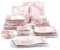 MALACASA, Serie Flora, 26-teiliges Marmor Rosa Geschirrset für 6 Personen Tafelservice Prozellan Teller Set mit 6 Speiseteller, 6 Kuchenteller, 6 Suppenteller, 6 Schüssel & 2 Servierplatte
