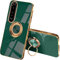 UPLAI Mode Coque pour Sony Xperia 10 IV, Très Mince Conception de Galvanoplastie Antichoc Housse avec Anneau Béquille, Souple TPU Silicone Élégant Étui.Vert foncé
