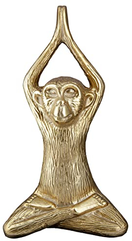 GILDE Deko Tierfigur Skulptur Yoga AFFE Monkey - Moderne Kunst und Dekoraion aus Kunstharz - Farbe: Gold - Höhe 28,5 cm