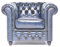 Chesterfield Sessel Brighton - The Brand | 1 Sitzer | 100% Leder, handgefertigt, Original Breite 100 cm (Antik Blau)
