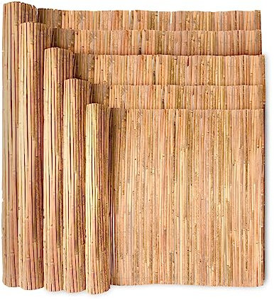 Wadan Natural Bamboo Slat Garden Fence Covering Outdoor Privacy Bamboo Garden Screening Roll, Privacy & Protective Screening Roll for Outdoor Wind and Sun Protection (1.8m x 4m)