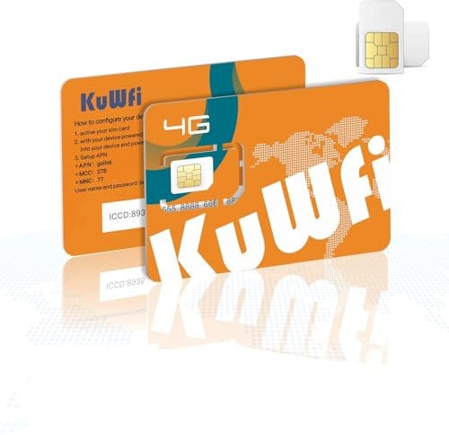 KuWFi 2GB Prepaid 4G LTE SIM Card for 30 Day Service Wireless Plan for Security Cameras, 4G Router- for Data, No Voice & Text No Contract IOT SIM Card