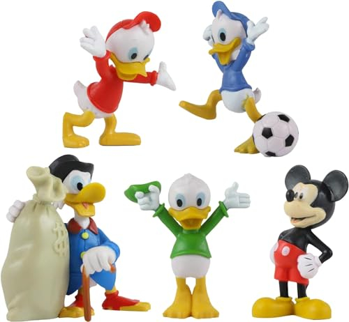 Mickey Mouse and Friends 3D Figures - Highly Detailed Collectible Miniature Figures Perfect for Cake Toppers - 2 5cm Huey, Dewey, Louie Mickey & 2.5 6cm Scrooge McDuck - 5 Pack