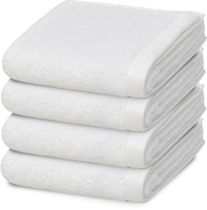 Vossen - 4 teiliges Frottier-Set - Vegan Life (4 X Gästetuch im Set) - 580 g/m2 - Baumwolle - Frottee - saugstark - weich und flauschig - Weiß