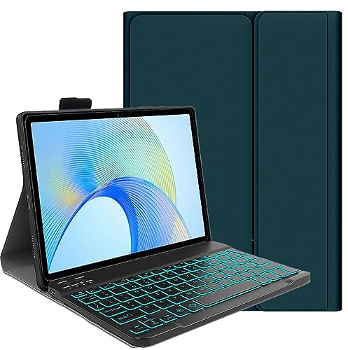 FKQLH Tastatur Hülle für Honor Pad X9 11,5 Zoll mit 7-Farbe Tastatur Magnetische Kabelloser Bluetooth Abnehmbare [Deutsche QWERTZ] Schutzhülle, Grün
