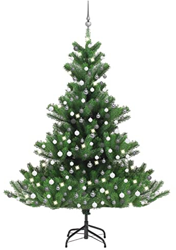BaraSh Künstlicher Weihnachtsbaum Nordmann Kugeln Grün 210 cm Kleiner Weihnachtsbaum Mit Beleuchtung