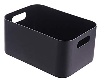 JAXICH Plastic Storage Boxes Storage Basket Wardrobe Storage Organiser Clothes Storage Box Kitchen Storage Baskets for Shelves Strong Plastic Storage Box Cupboard Office Bathroom Toy Stroage Black