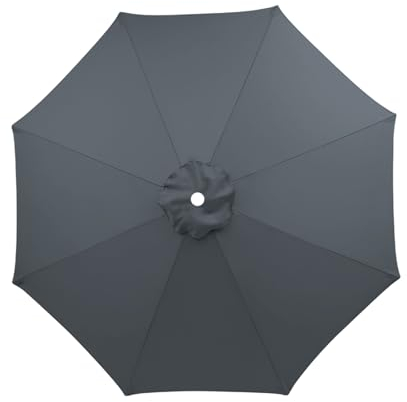 TWSOUL Funda de tela de repuesto para sombrilla de 3 m, 8 varillas, cubierta de tela para sombrilla de patio, anti-ultravioleta (gris, 3 m/8 varillas)