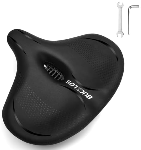 BUCKLOS Extra breites Komfort-Fahrrad-Sitzkissen für Männer und Frauen – große weiche Schaumstoff-gepolsterte Sitze für Heimtrainer/Peloton/E-Bike/Stationärrad/Spin-Bike