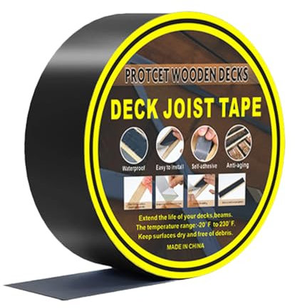 ALI2 Butyl Dichtband 15cm X 15m,Deck Balkenband,Klebeband Wasserdicht,Abdeckband Terrasse,Dach Reparaturband, Butylband Schwarzes Klebeband Für Terrasse,Balken,Dach Des Hauses(15 cm x 15 m)