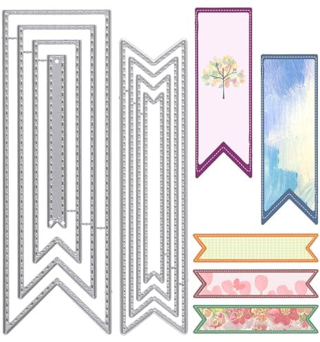 8 Pack Bookmark Die Cuts Metal Cutting Dies Carbon Steel Embossing Template DIY Craft Die Cutting Stencils Metal Dies Scrapbooking Tool for Paper Crafting Card Making Supplies