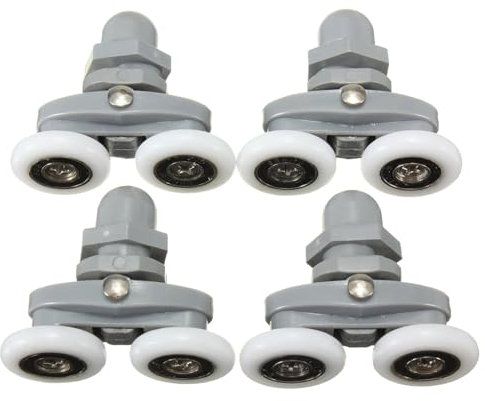 Lot de 4 roulettes doubles pour porte de douche, crochets et roues de rechange pour salle de bain en verre de 4 à 10 mm (20 mm)