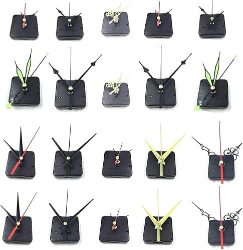 ULELE 20 Sets Black Quartz Clock Movements Mechanism Quartz Clock Motor&Hands Silent Sweep Wall Clock Cross Stitch Battery Operated Wall Clock Movement Kit Battery Powered DIY Repair Replacement