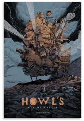 NLiangJi Klassische Vintage-Filmposter, Howl's Moving Castle, 2 Poster, dekoratives Gemälde, Leinwand, Wandposter und Kunstdruck, moderne Familienschlafzimmer-Dekoration, Poster, 30 x 45 cm