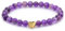 Echtes Amethyst Edelstein Armband mit 6mm Perlen und Edelstahlherz - verschiedene Längen - Heilstein Schutzstein Talisman Glücksbringer Geschenk (Amethyst, 16CM)