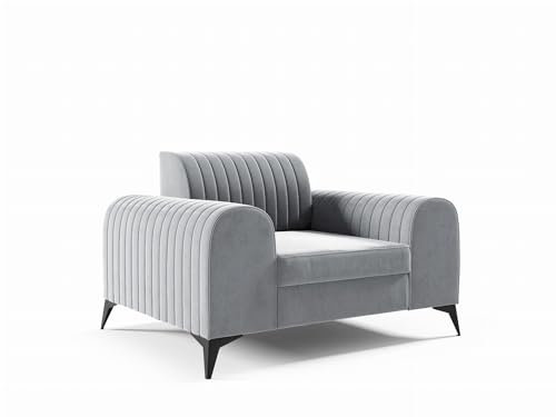 LIKMA Hellblau Samt Sessel Wohnzimmer ELSA Komplett Montiert Modern Relaxsessel 115,5x77x93 cm Fernsehsessel Hydrophobe Beschichtung Velvet Cocktailsessel Loungesessel Einzelsofa Stoff Fresh 33