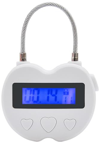 Meichoon Timer-Sperre Intelligentes Vorhängeschloss für Keuschheitskontrolle LCD-Display 99-Stunden-Countdown Ideal für Spiele für Erwachsene und Verhaltenstraining Weiß