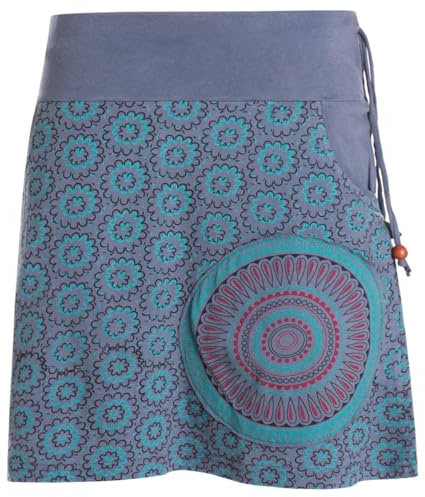 Vishes kurzer Damen-Rock mit Mandalas I Handgefertigt aus 100% Baumwolle I Rock mit Taschen I Ideal für warme & kalte Monate I Nachhaltige Alternative Bekleidung