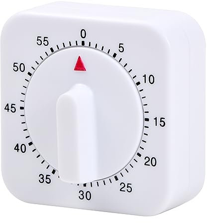 Dokeno Minuterie de Cuisine Mécanique, Mini Carré Minuteur pour Enfants Adultes, Minuteur Mécanique, 60 Minutes Alarme de Compte à Rebours pour Cuisine Pâtisser Devoirs Réunion (Blanc)