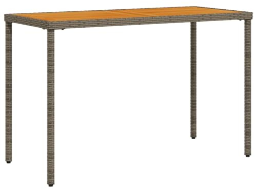 Campingtisch Groß Bistrotisch Outdoor Esstisch Klein Terrassentisch - Gartentisch mit Akazienholz-Platte Grau 115x54x74cm Poly Rattan für Alfresco Café Essen Im Freien Picknick Gelände Balkon
