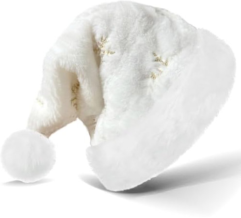 TYXJJ-BF Weihnachtsmütze für Erwachsene, Plüsche weihnachtsmann mütze Rote Santa Mütze mit Golden Pailletten Schneeflocke Warm Dicker Nikolaus Mütze, für festliche Partys im neuen Jahr