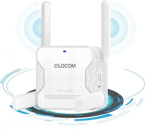 QLOCOM AX1500 WLAN Verstärker WiFi Booster 2,4 GHz & 5 GHz, Repeater-Modus/AP Modus guykwpfbhjw